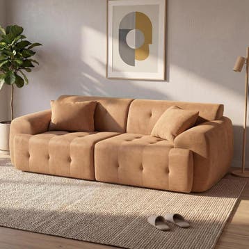 2 zits bank - Zitbank - 180x84x40 cm - Bruin - COMHOMA, Verzenden, Zo goed als nieuw