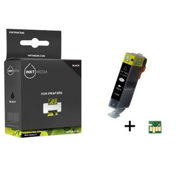 Geschikt Canon CLI-521BK inktcartridge Zwart MET CHIP, Nieuw, Cartridge, Inktmedia