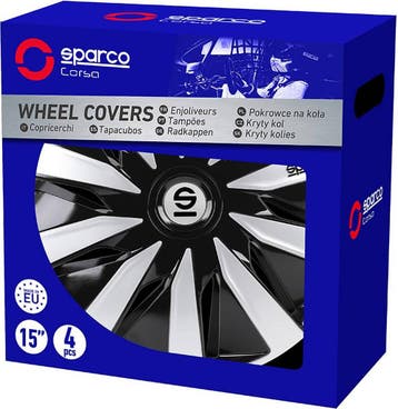 Sparco Wieldoppen Lazio 15 inch - Zwart/Zilver, Ophalen of Verzenden, Zo goed als nieuw