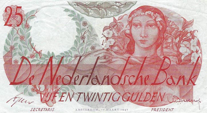Bankbiljet 25 gulden 1947 Flora  Zeer Fraai, Postzegels en Munten, Bankbiljetten | Nederland, Verzenden