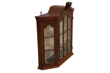 Antieke eiken hangvitrine – wandkastje met glasdeur, geslepe, Ophalen of Verzenden, Nieuw