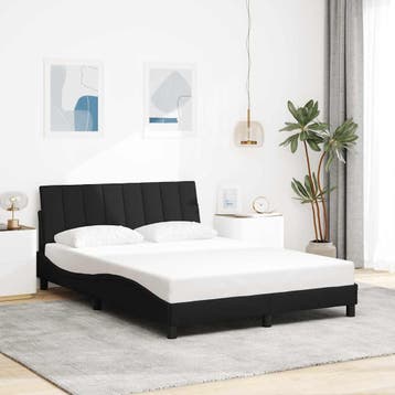 vidaXL Bedframe zonder matras Hanko stof zwart 140x200 cm, Verzenden, Zwart, 140 cm, 200 cm
