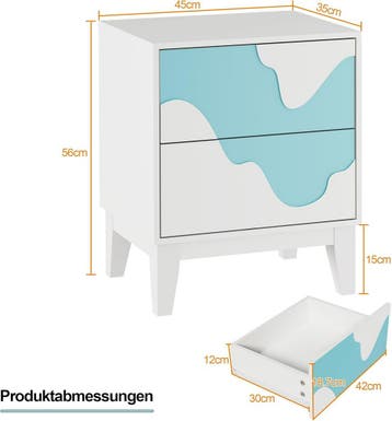 Nachtkastje set van 2 - Bijzettafel - Opbergkastje - 56x45x3, Huis en Inrichting, Slaapkamer | Nachtkastjes, Verzenden, Zo goed als nieuw