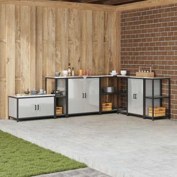 vidaXL Keukenplankeenheid HATTEM Zilverkleurig 30 x 50 x 92, Verzenden, Nieuw, Zilver