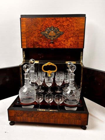 Drankkast - Loupe dOrme, Kristal - Likeurkast Napoleon III