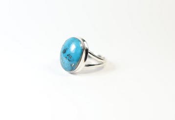 turkoois / Nishapur / ring / cabochon / nieuw- 5.92 g - (1)