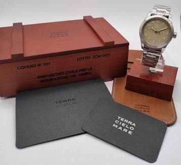 Terra Cielo Mare - 38mm Sparviero Beige Automatic Full Set, Nieuw