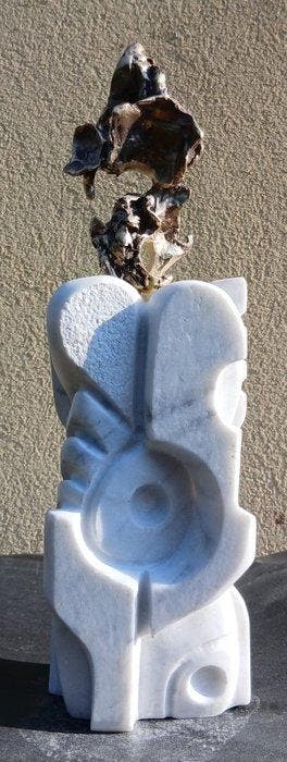 sculptuur, fuoco di ghiaccio - 36 cm - Verguld brons,