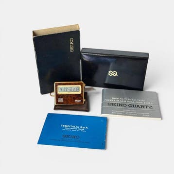 Seiko - Digital Dual-Zone Pocket Alarm Clock 7412-003B -, Antiek en Kunst, Antiek | Klokken