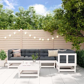 vidaXL 6-delige Loungeset massief grenenhout wit, Verzenden, Nieuw, 6 zitplaatsen, Loungeset