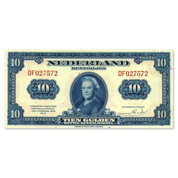 10 Gulden Wilhelmina 1943 Pr, Postzegels en Munten, Bankbiljetten | Nederland, Verzenden