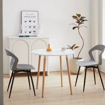 Set van 6 Scandinavische Eetkamerstoelen - Zwart/Grijs/Wit, Huis en Inrichting, Stoelen, Kunststof, Verzenden, Zwart, Nieuw