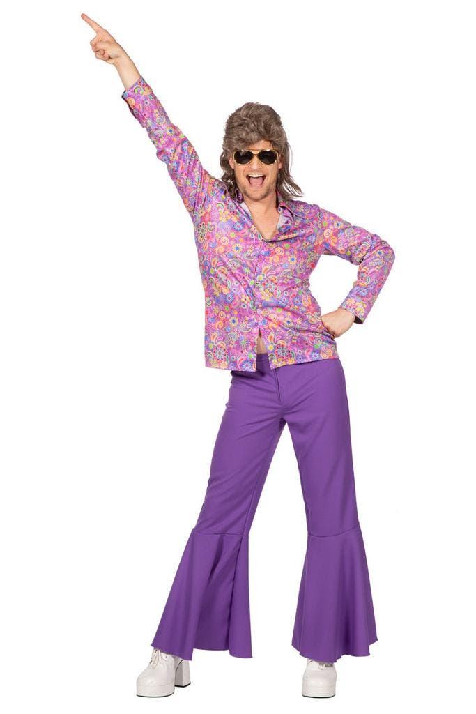 70s Hippie Blouse Paars Heren, Kleding | Heren, Carnavalskleding en Feestkleding, Nieuw, Ophalen of Verzenden