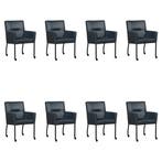 Set van 8 Leren eetkamerstoelen Lucky - Granada Blue, Huis en Inrichting, Stoelen, Ophalen of Verzenden, Nieuw, Leer