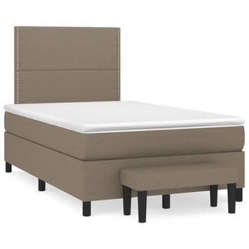 vidaXL Boxspring met matras stof taupe 120x190 cm, Verzenden, Nieuw, 190 cm of minder, Twijfelaar