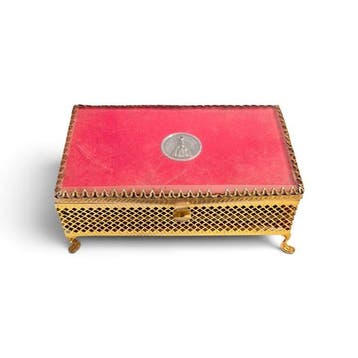 Doos - Interieurspiegel - Messing - juwelier, Antiek en Kunst