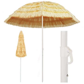 vidaXL Strandparasol Hawaï stijl 240 cm naturel, Verzenden, Nieuw, 2 tot 3 meter, Strandparasol
