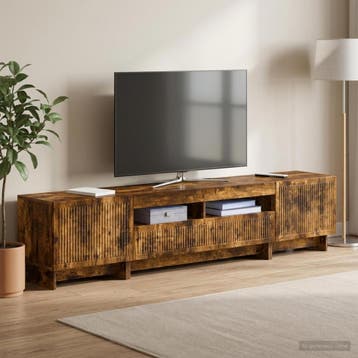 vidaXL 5-delige LED TV-kast Gerookt eiken Bewerkt hout, Minder dan 50 cm, Verzenden, Nieuw, Minder dan 100 cm