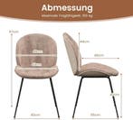 Eetkamerstoelen - Set van 2 - Fluweel - Bruin - COSTWAY, Verzenden, Zo goed als nieuw