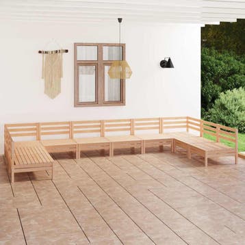 vidaXL 10-delige Loungeset massief grenenhout, Verzenden, Nieuw, Loungeset