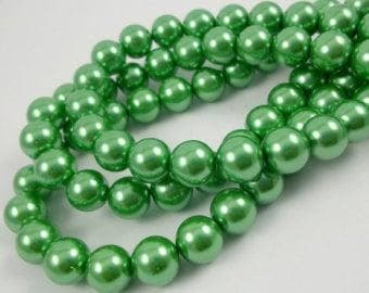 30 x  glasparel 8mm apple green gat: 1mm (8 mm glasparels), Ophalen of Verzenden, Nieuw, Kraal