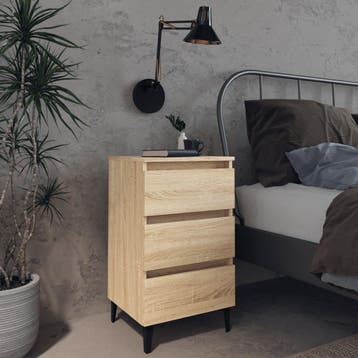 vidaXL Nachtkastje met metalen poten 40x35x69 cm sonoma, Minder dan 45 cm, Verzenden, Nieuw, 55 tot 70 cm