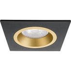 GU10 Inbouwspot Set - Mat Zwart/Goud - Inbouw Vierkant -, Metaal of Aluminium, Nieuw, Ophalen of Verzenden, Led