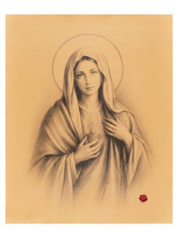 Cuore Immacolato – Afdruk op Leer 84,50 x 68,00 CM -