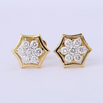 Oorstekers - 14 karaat Geel goud - 0.66ct. tw. Diamant