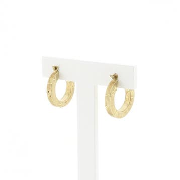 Gematteerd gouden oorringen met diamantslijpsel | 16.7 mm, Ophalen of Verzenden, Gebruikt, Goud, Goud