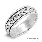 925 zilveren spinner ring met gevlochten kabel desig, Verzenden, Nieuw, Zilver