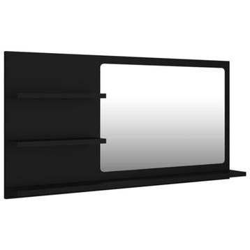 vidaXL badkamerspiegel 90x10,5x45cm bewerkt hout - zwart, Ophalen of Verzenden, Zo goed als nieuw