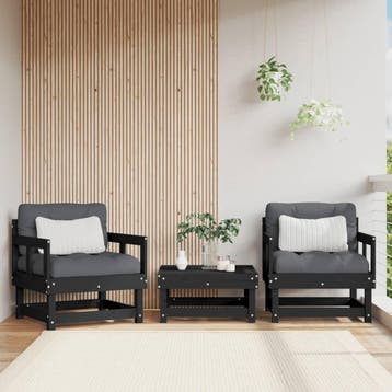 vidaXL Tuinstoelen 2 st massief grenenhout zwart, Verzenden, Nieuw, Tuinset