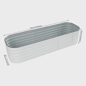 Verhoogd Plantenbed Verzinkt Staal Ovaal 195x60x43cm - Wit/L, Verzenden, Nieuw