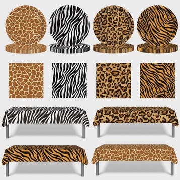 Jungle Safari Feestdecoratie Set - Dierenprint & Monstera Bl