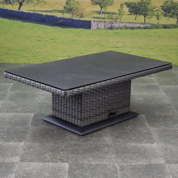 Miami lounge-diningtafel 130x75xH47-71 cm in hoogte, Tuin en Terras, Tuintafels, Ophalen of Verzenden, Nieuw, Wicker