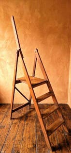 Trapje - Hout - Bibliotheekladder, 20e eeuw