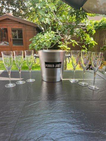 Perrier-Jouët - Champagne koeler (7) - Glas, Metaal - Belle