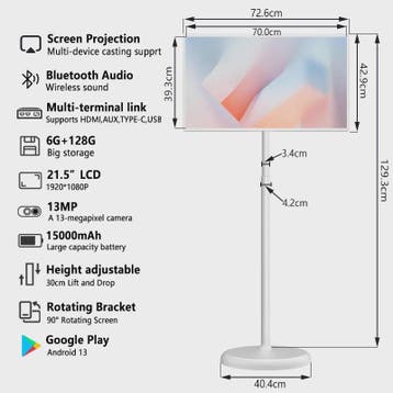 32-Inch Draagbare Smart TV met Touchscreen, Android, 1080P,, Audio, Tv en Foto, Televisies, Verzenden, Nieuw