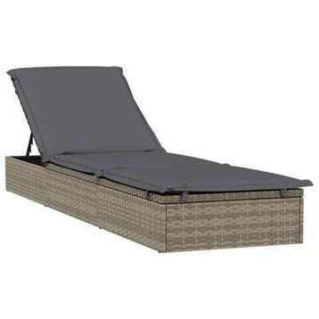 VidaXL ligbed, 201 x 55 x 62 cm, poly rattan grijs, Ophalen, Nieuw