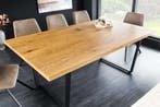 Moderne eettafel LOFT 160cm eiken design zwart metalen poten, Huis en Inrichting, Ophalen of Verzenden, Nieuw