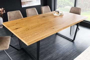 Moderne eettafel LOFT 160cm eiken design zwart metalen poten, Ophalen of Verzenden, Nieuw
