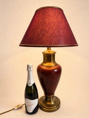 Kullman lampen - Tafellamp - Bordeauxrood - Messing, Staal,