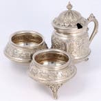 Mosterdpot & dubbele zoutkelder - Pot - .800 zilver