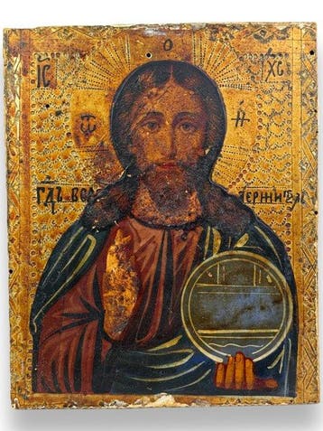 Icoon - Christus Pantokrator - Hout, Antiek en Kunst