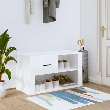 vidaXL Schoenenkast 80x35x45 cm bewerkt hout hoogglans wit, Verzenden, Nieuw