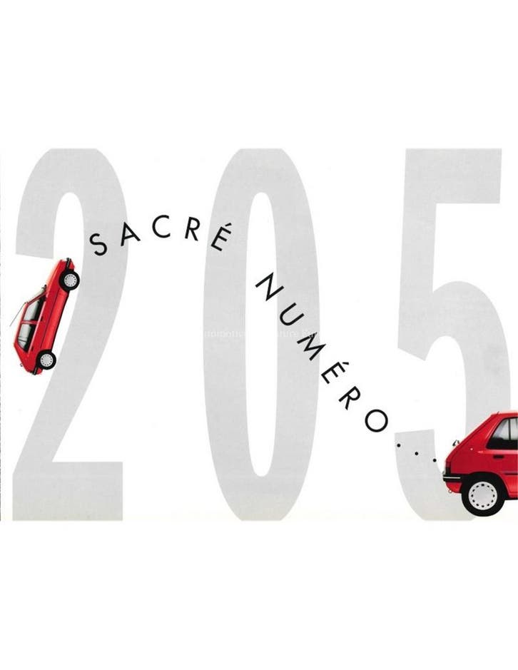 1994 PEUGEOT 205 SACRE NUMERO BROCHURE FRANS, Boeken, Auto's | Folders en Tijdschriften, Peugeot