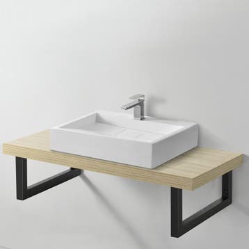 Ophangbeugel voor wastafelblad set van 2 zwart mat 45x20 cm, Verzenden, Nieuw