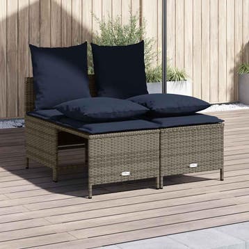 vidaXL 4-delige tuinbankset met kussens, grijs polyrotan, Verzenden, Nieuw, 4 zitplaatsen