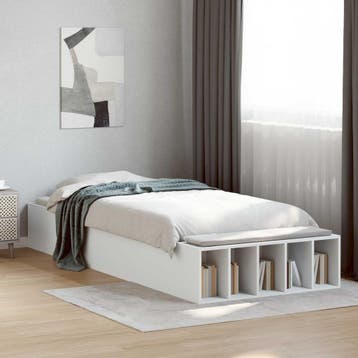vidaXL Bedframe met opslag met plank Wit 80 x 200 cm Bewerkt, Verzenden, Nieuw, Wit, Hout